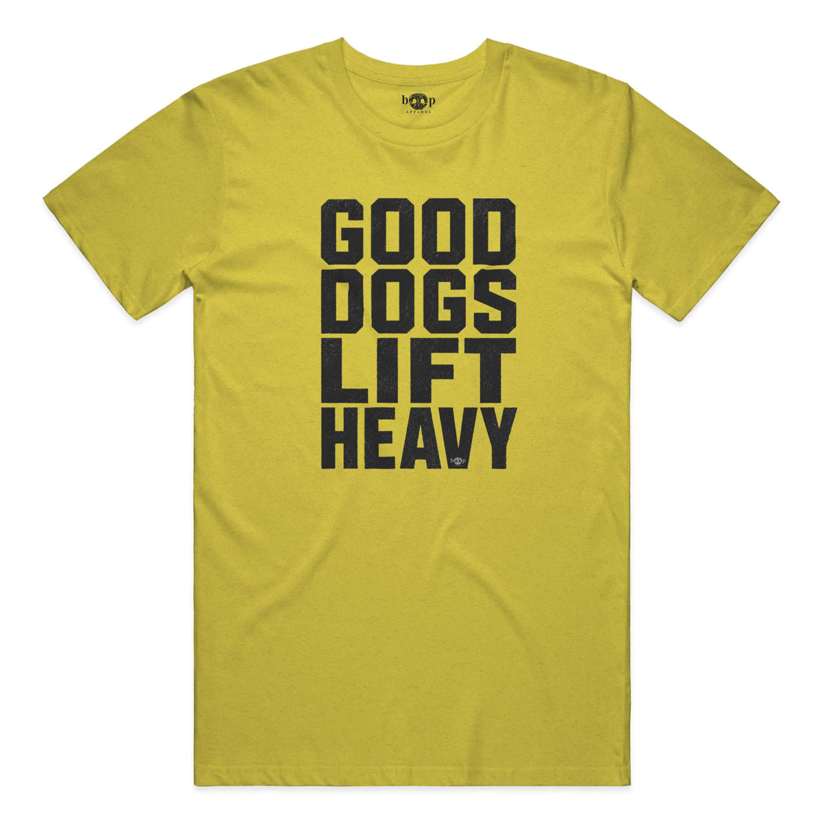 Good Dogs Lift Heavy performance t in yellow gold triblend