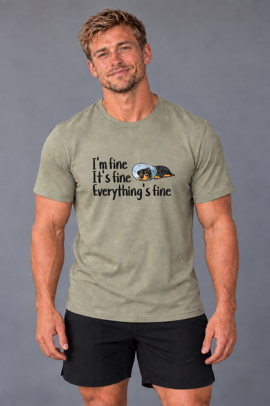 Hank wearing Everything's Fine Everyday T in Heather Olive