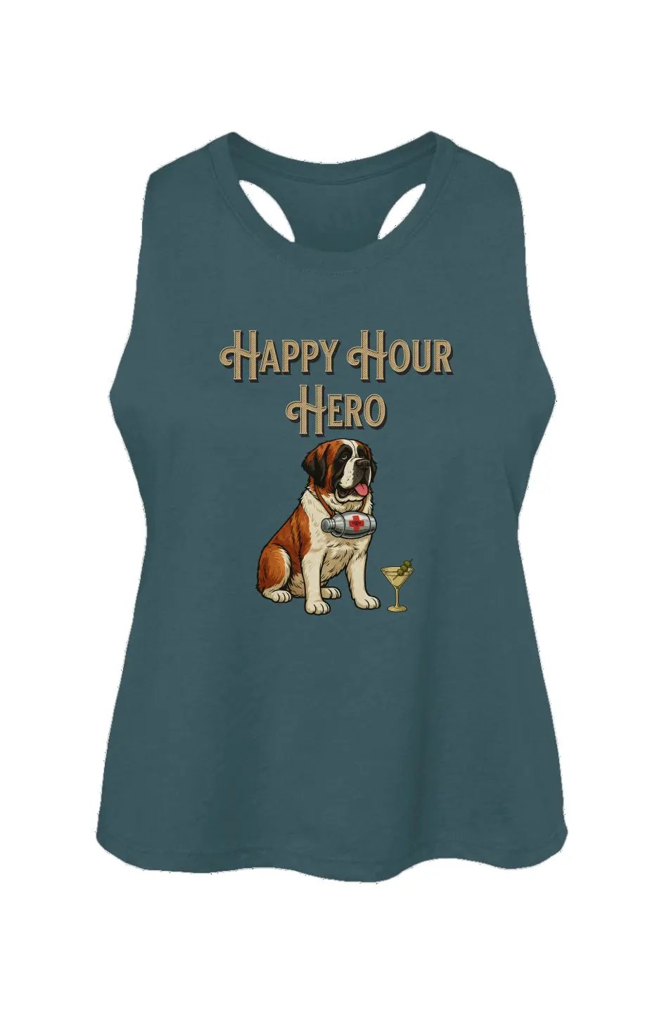 Happy Hour Hero crop tank in Heather Deep Teal