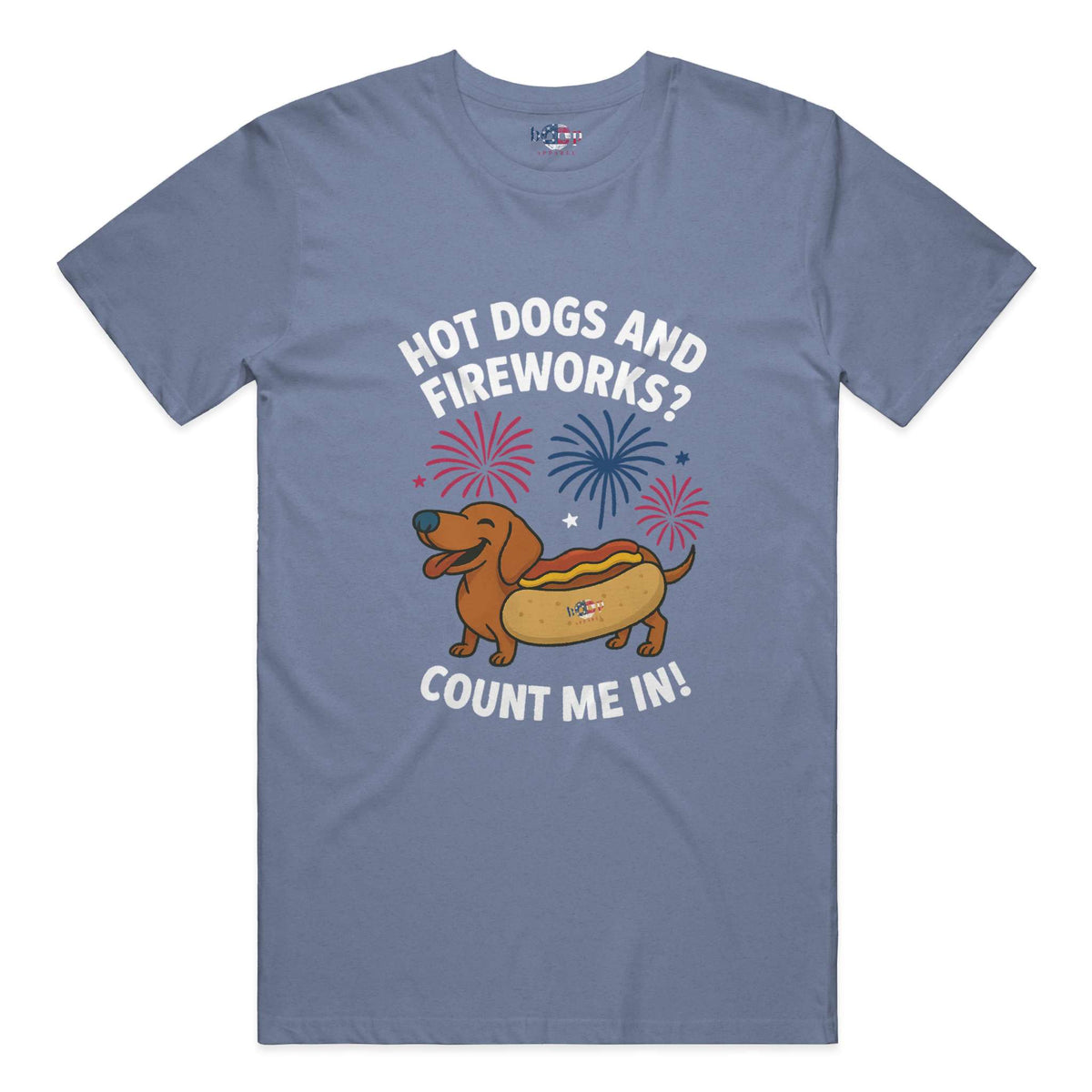 Hot Dogs and Fireworks performance t in Blue Triblend