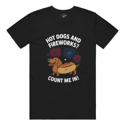Hot Dogs and Fireworks performance t in solid black triblend