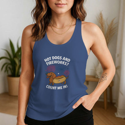 Hot Dogs and Fireworks Racerback Tank, alternate view 1