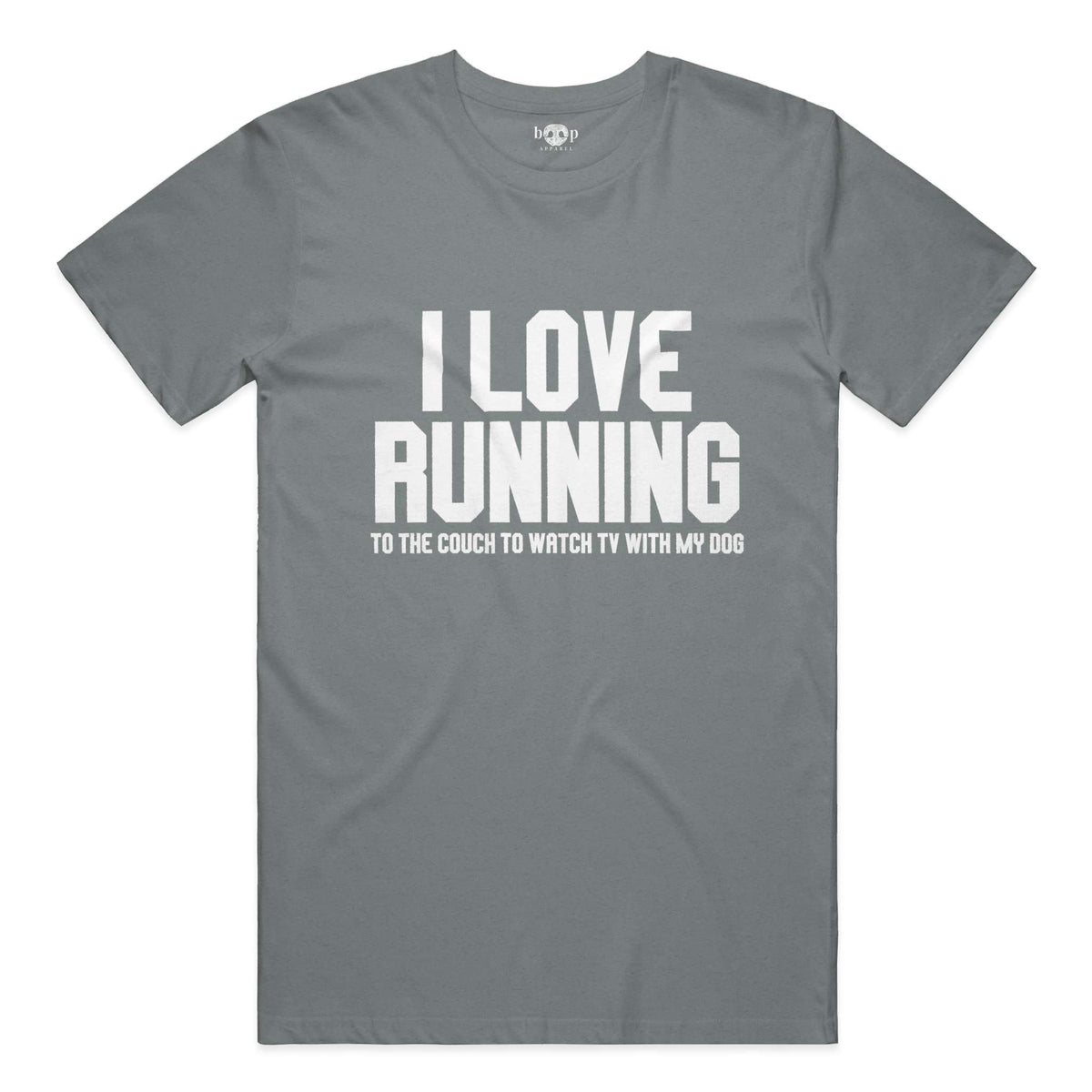 I Love Running everyday t in Heather Blue Storm