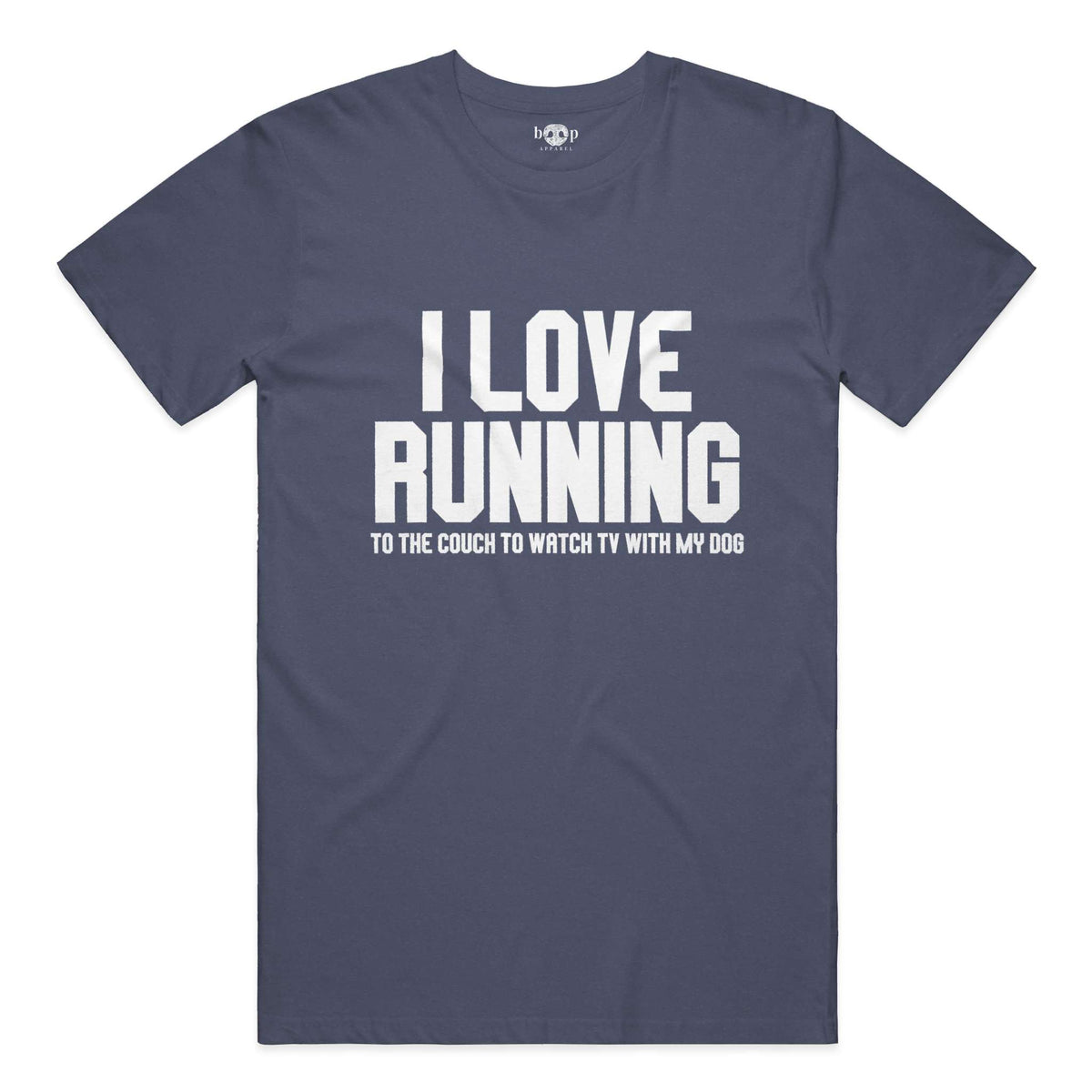 I Love Running everyday t in heather navy