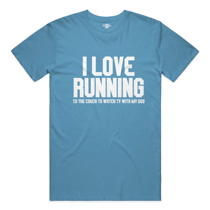 I Love Running performance t in Aqua Triblend