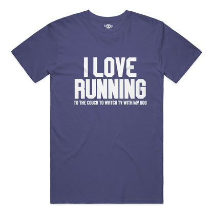 I Love Running performance t in Navy Triblend