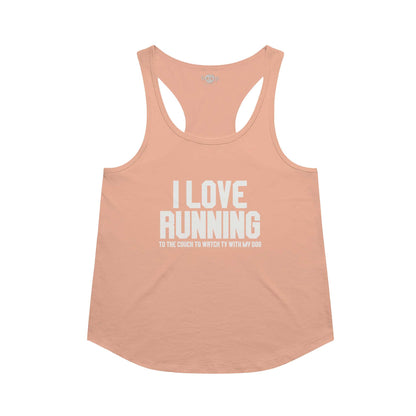 I Love Running racerback tank in Vintage Light Orange