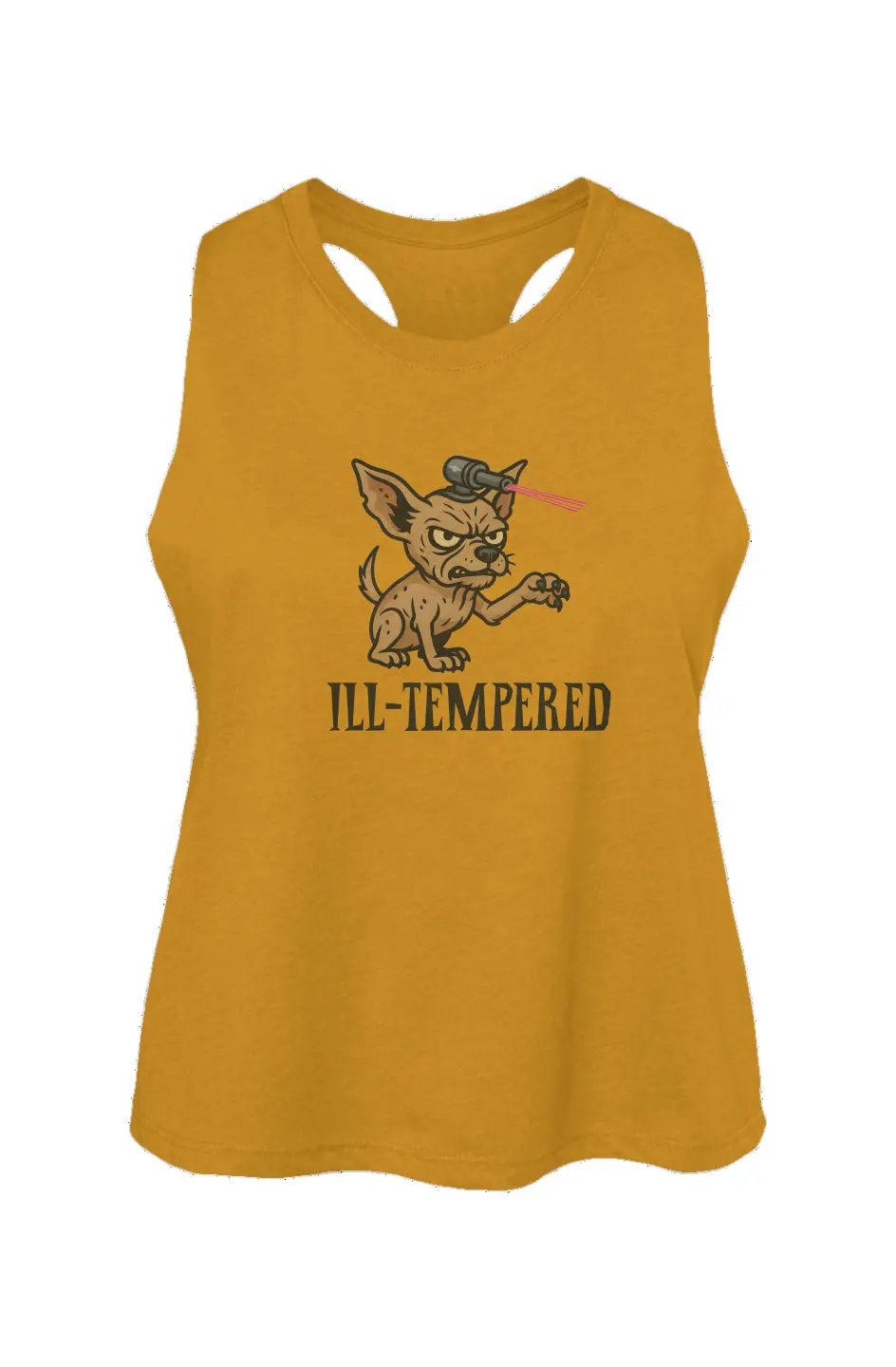 Ill-Tempered crop tank in Heather Mustard