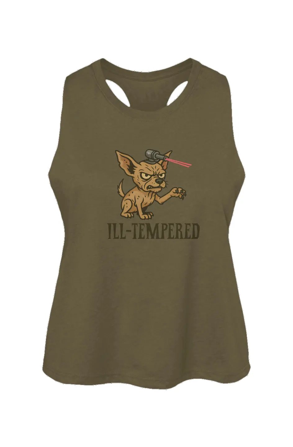 Ill-Tempered crop tank in Heather Olive