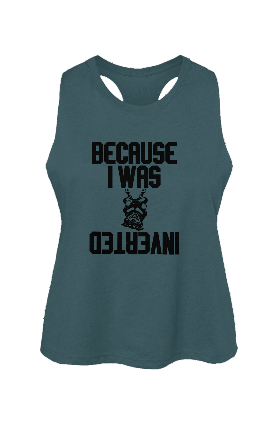 Inverted crop tank in Heather Deep Teal