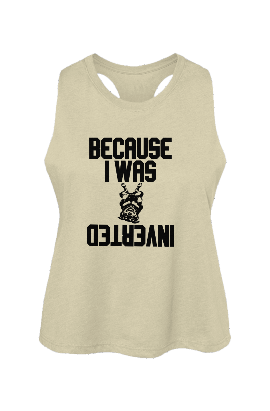 Inverted crop tank in Heather French Vanilla