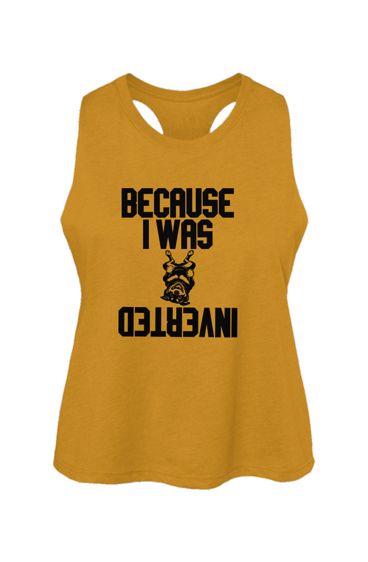 Inverted crop tank in Heather Mustard