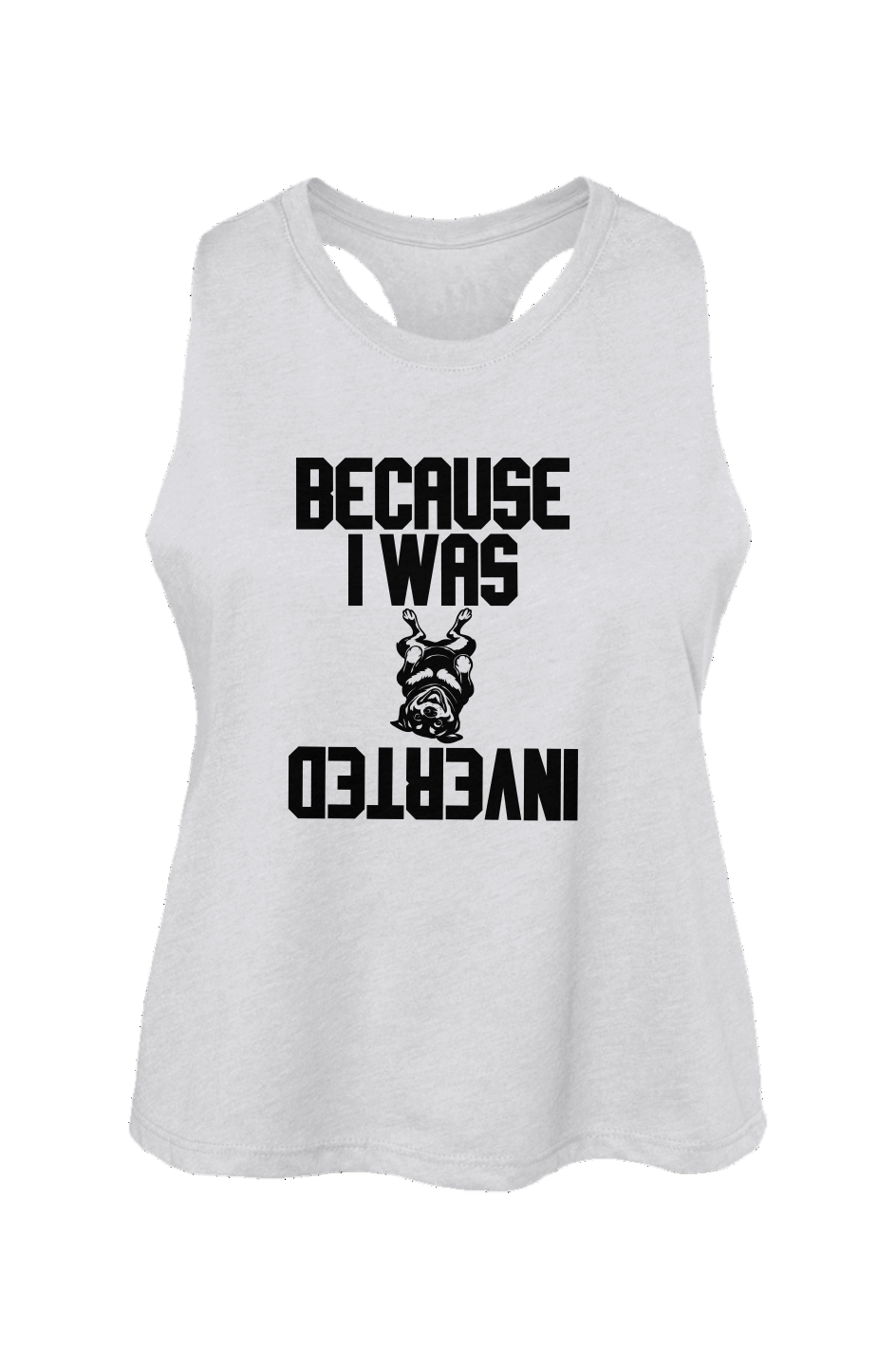 Inverted crop tank in Solid White Blend