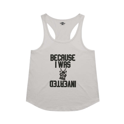 Inverted racerback tank in Heather White