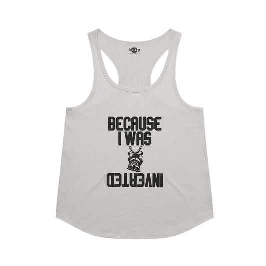 Inverted racerback tank in Heather White