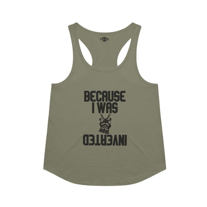 Inverted racerback tank in military green