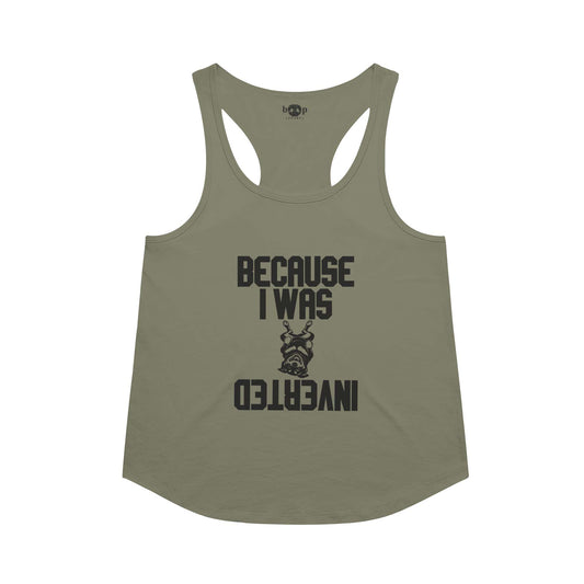 Inverted racerback tank in military green