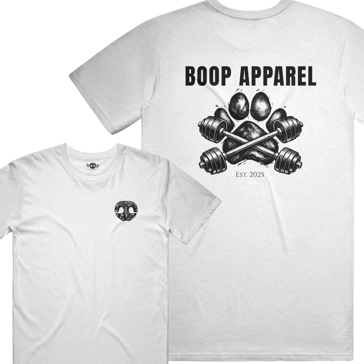 Iron Paw (Black) performance t in solid white triblend