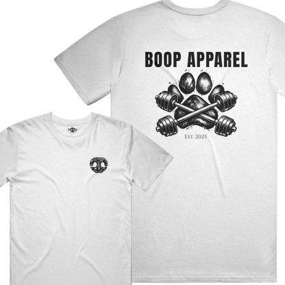 Iron Paw (Black) performance t in solid white triblend