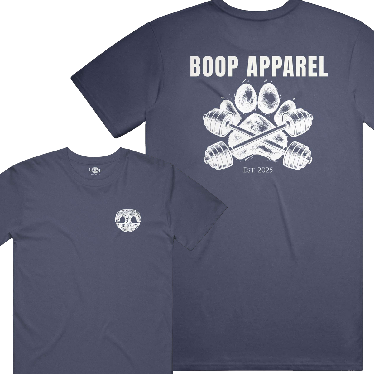 Iron Paw (White) everyday t in heather navy