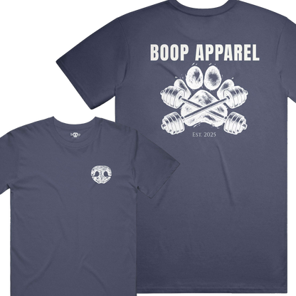 Iron Paw (White) everyday t in heather navy