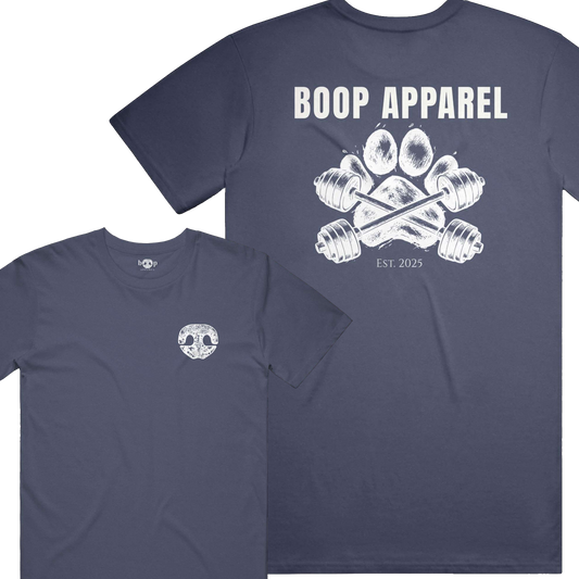 Iron Paw (White) everyday t in heather navy