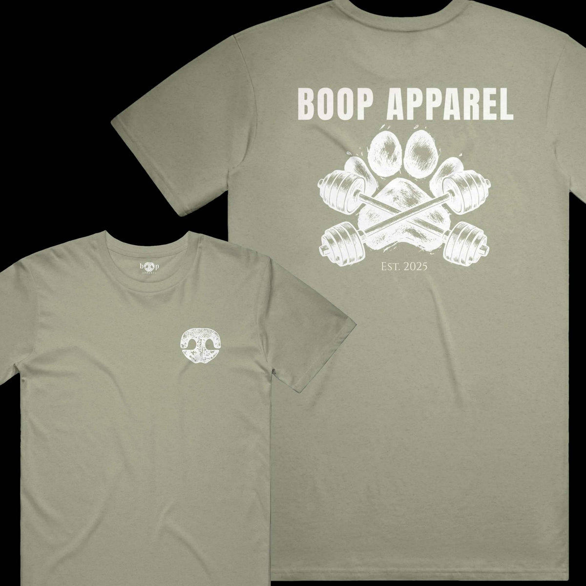 Iron Paw (White) everyday t in Heather Olive