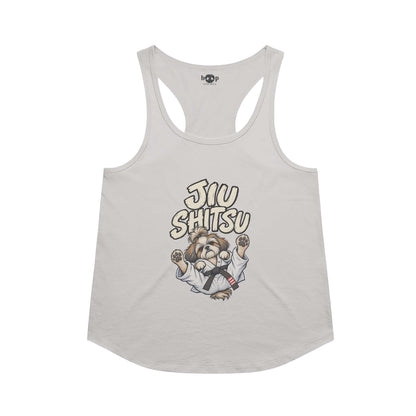 Jiu Shitsu racerback tank in Heather White