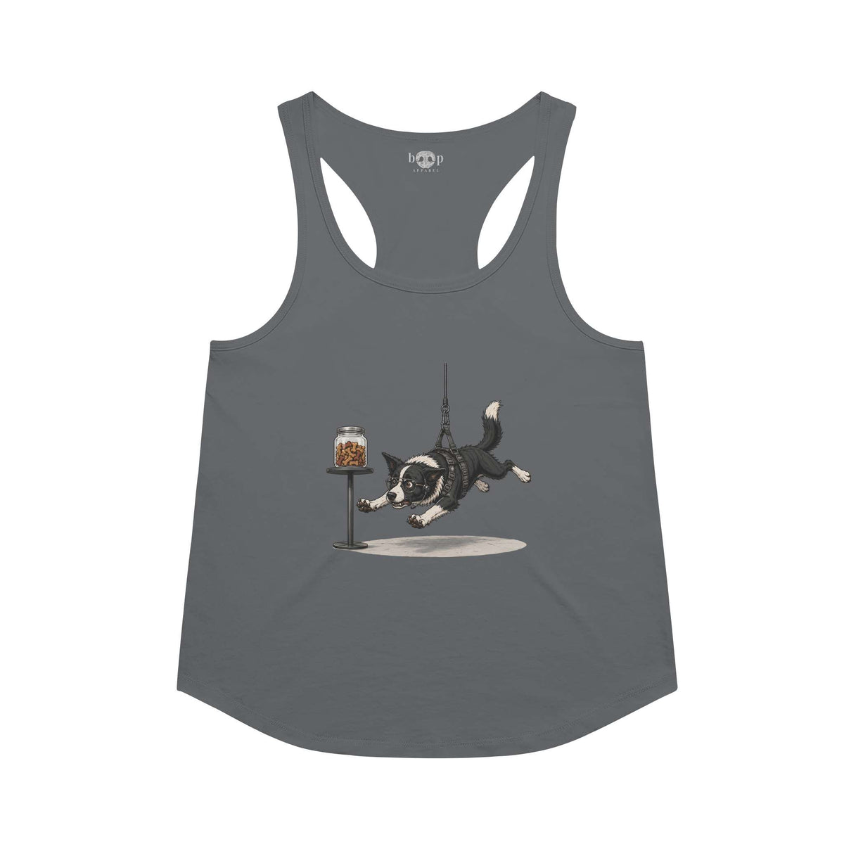 Mission: Impawsible racerback tank in Indigo