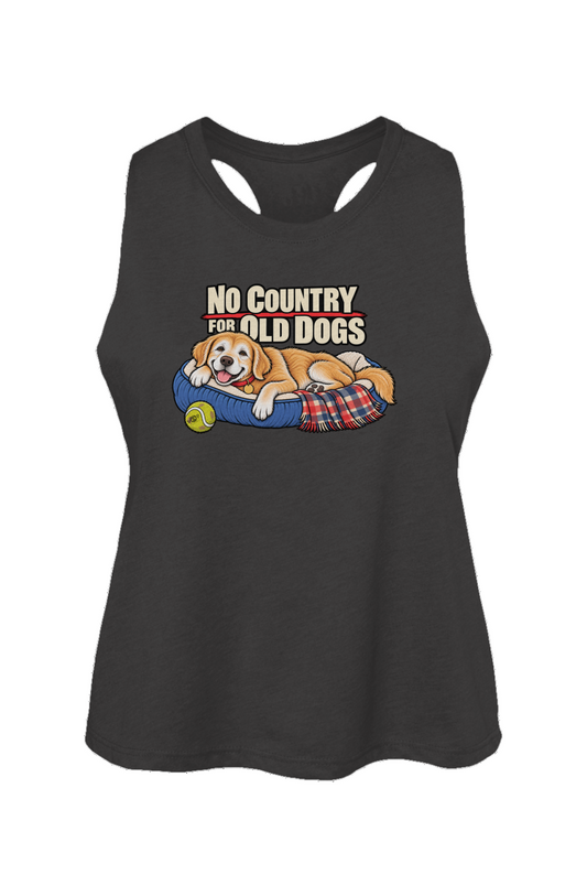 No Country for Old Dogs crop tank in Dark Grey Heather