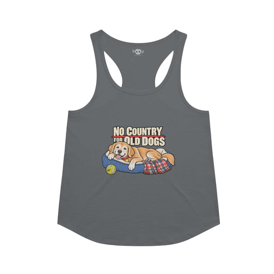 No Country for Old Dogs racerback tank in Indigo
