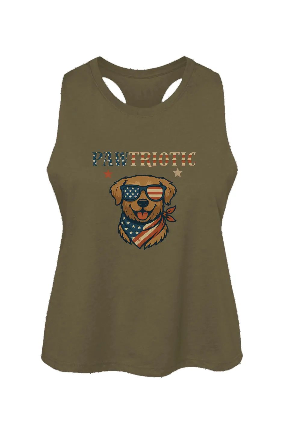 Pawtriotic crop tank in Heather Olive