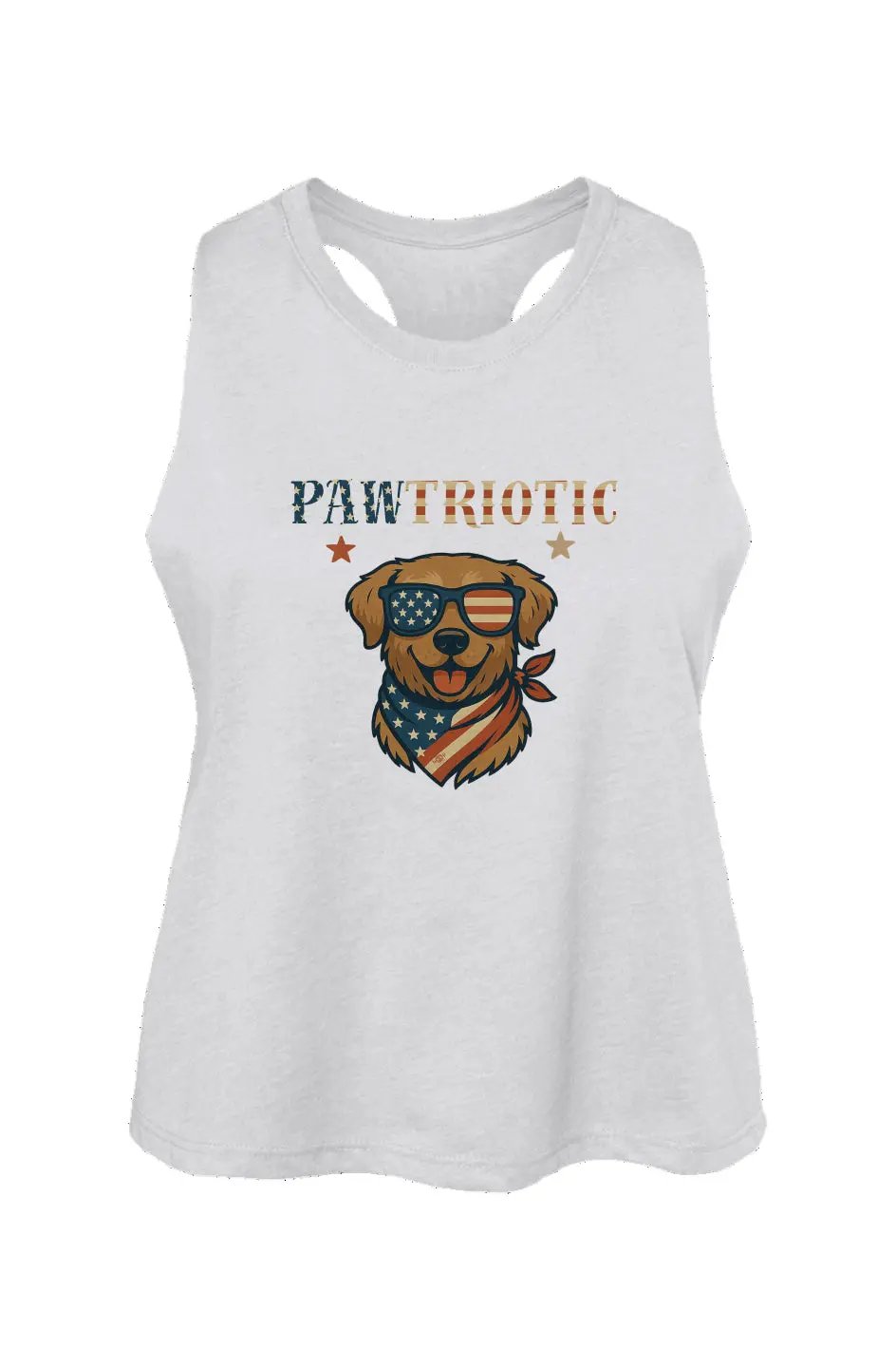 Pawtriotic crop tank in Solid White Blend