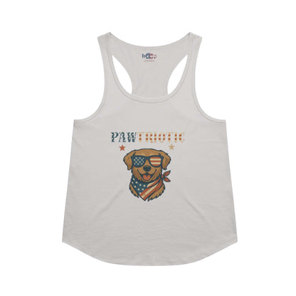 Pawtriotic racerback tank in Heather White