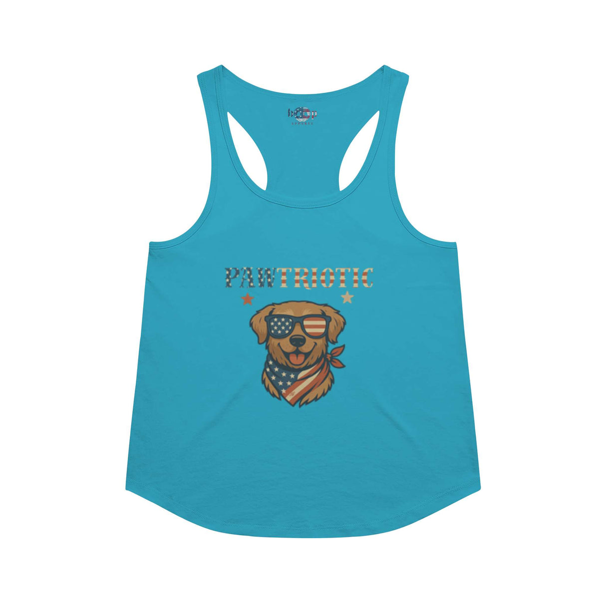 Pawtriotic racerback tank in Vintage Turquoise