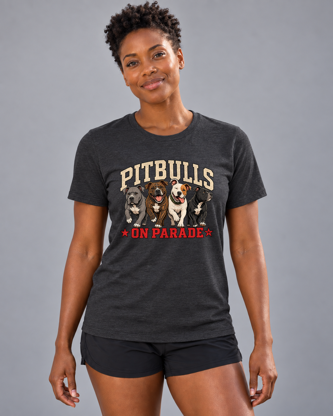Brandy wearing Pitbulls on Parade Everyday T in Black Heather