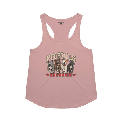Pitbulls on Parade racerback tank in Desert Pink