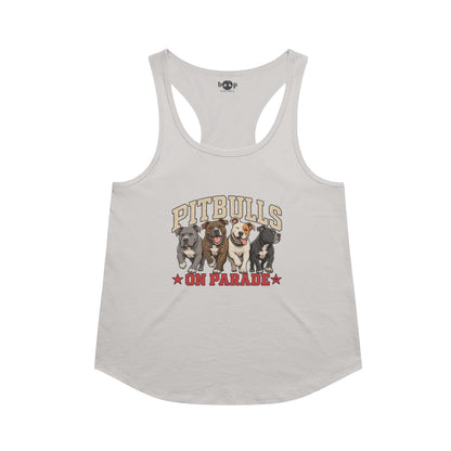 Pitbulls on Parade racerback tank in Heather White