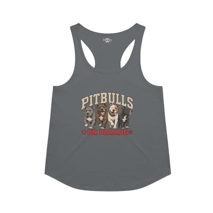 Pitbulls on Parade racerback tank in Indigo