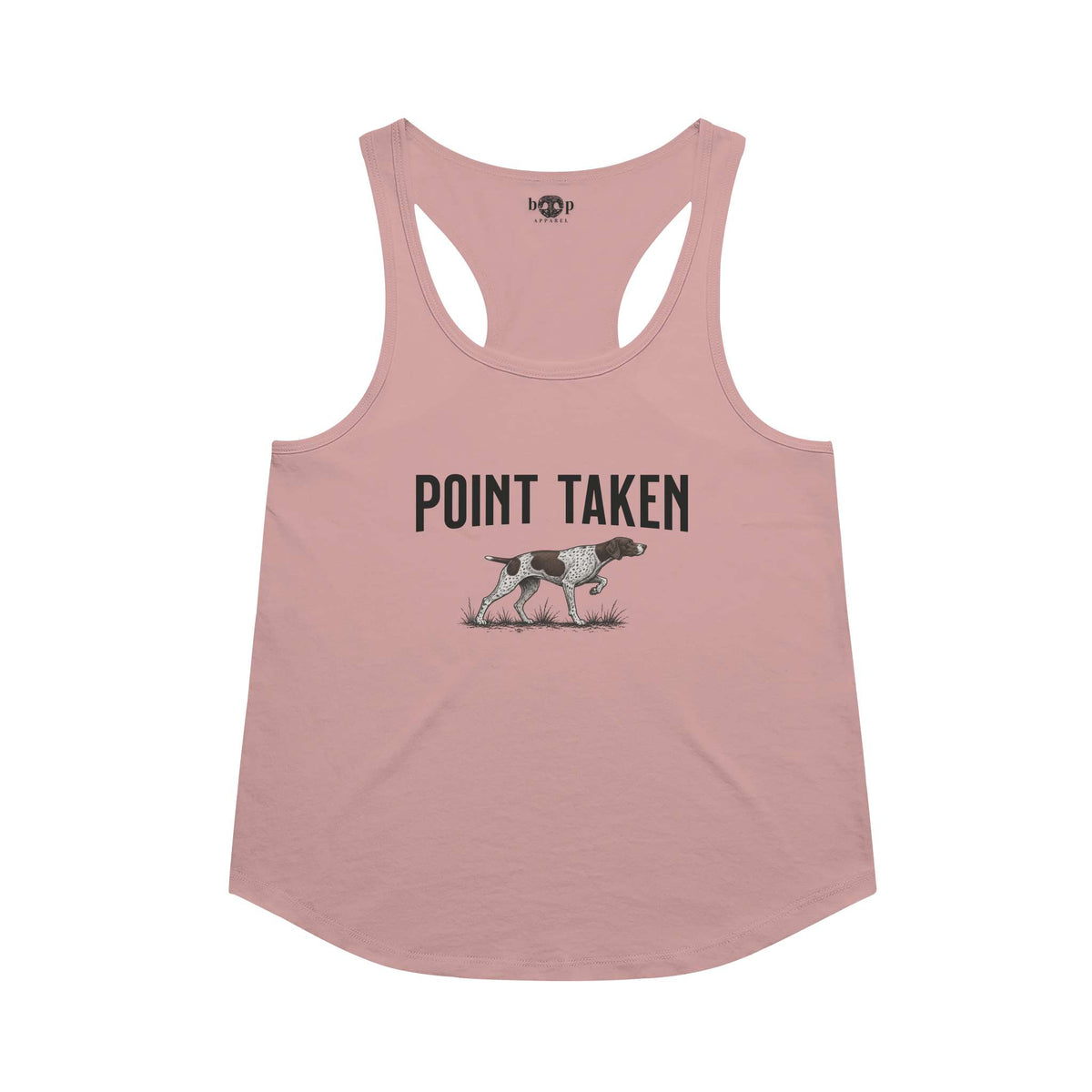 Point Taken racerback tank in Desert Pink