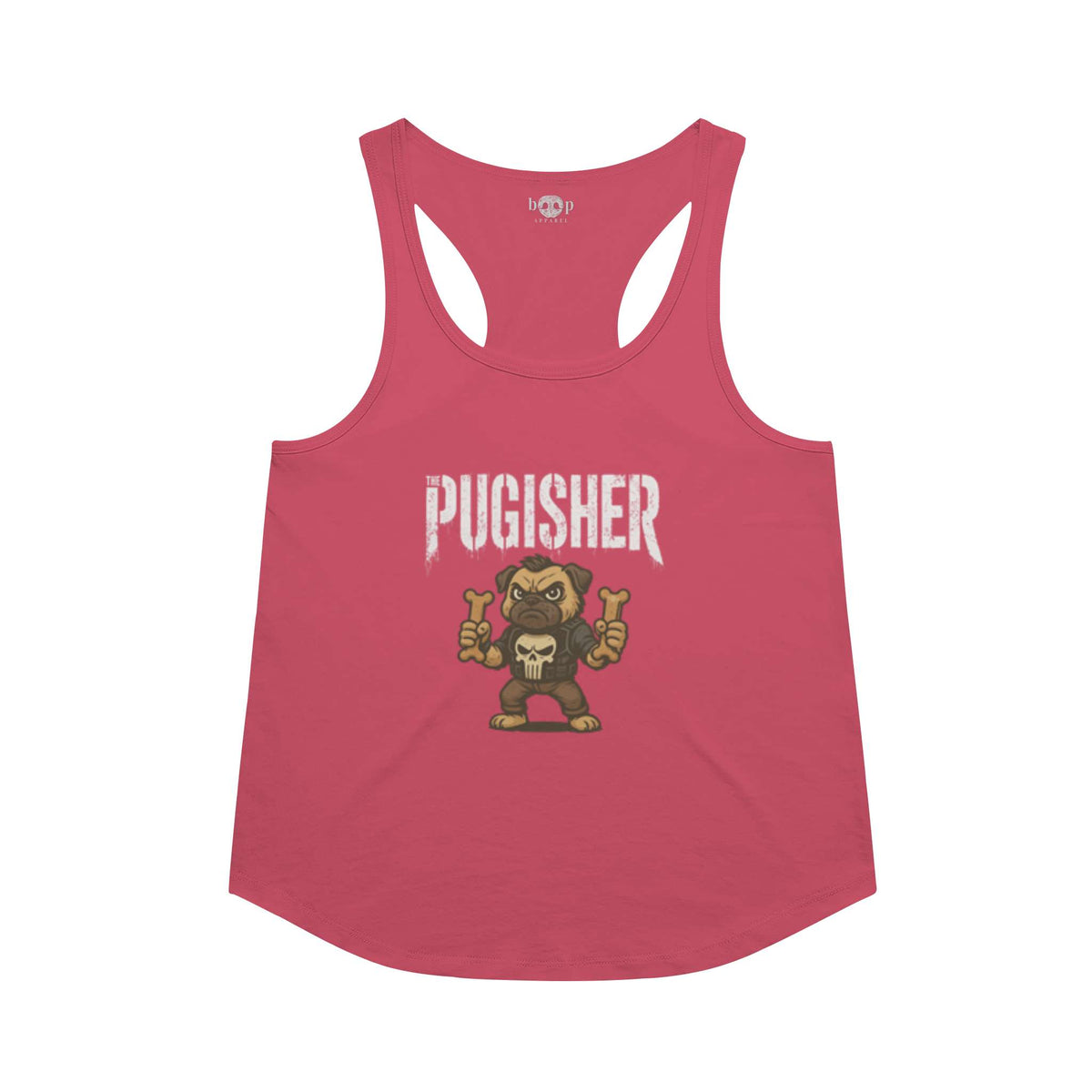 Pugisher racerback tank in Vintage Red