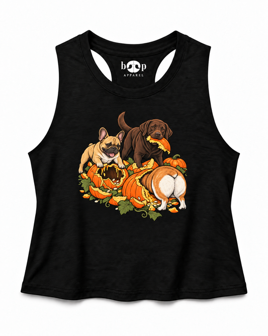 Pumpkin Patch Menaces crop tank — Solid Black Blend