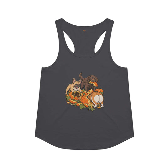 Pumpkin Patch Menaces racerback tank in Vintage Black
