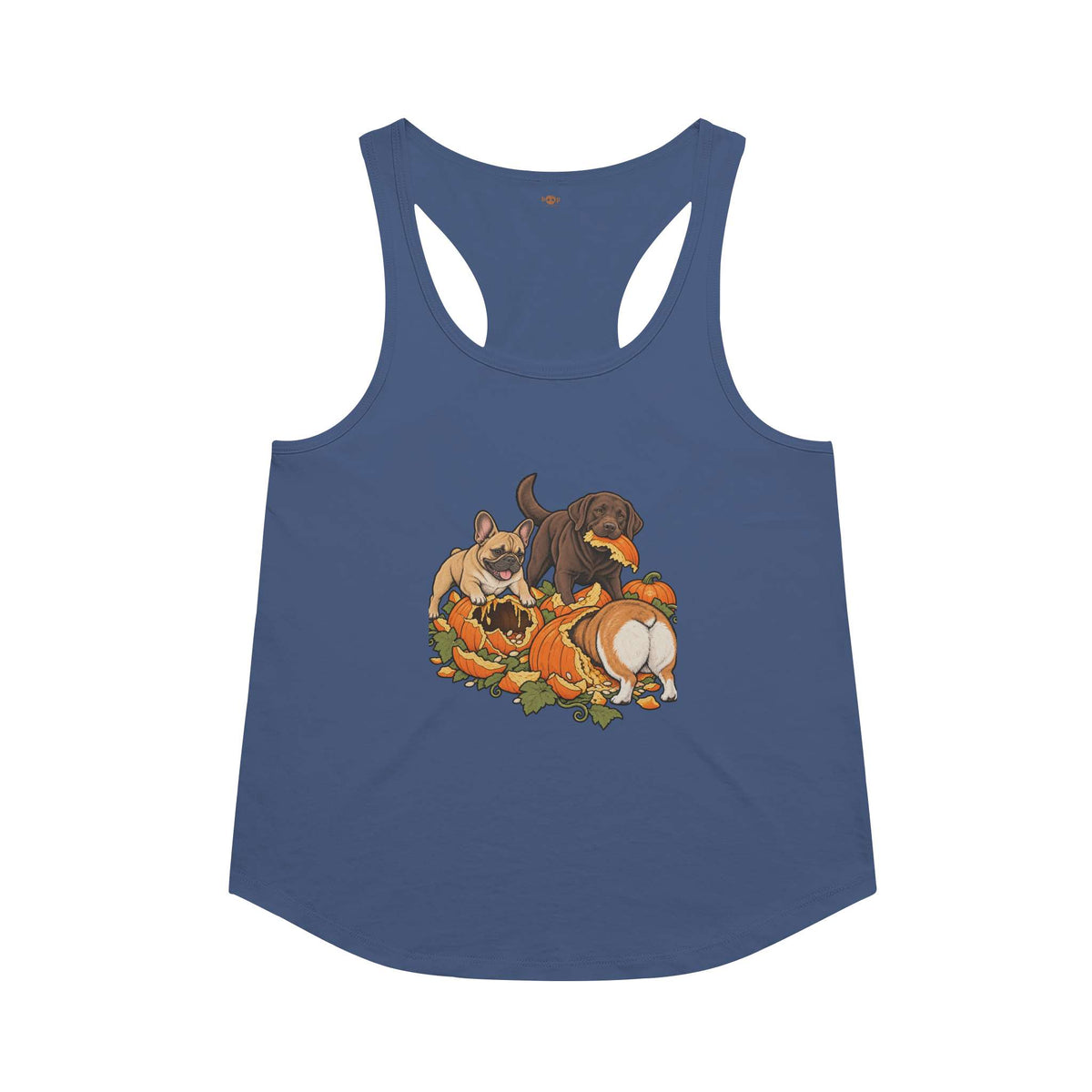 Pumpkin Patch Menaces racerback tank in Vintage Royal