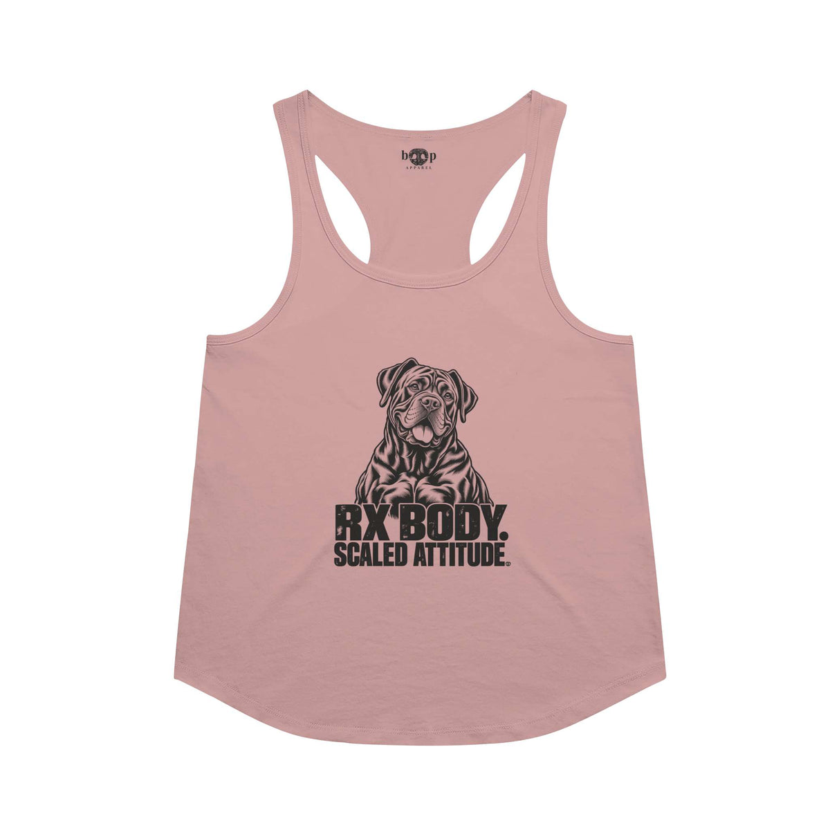 Rx Body Scaled Attitude racerback tank in Desert Pink
