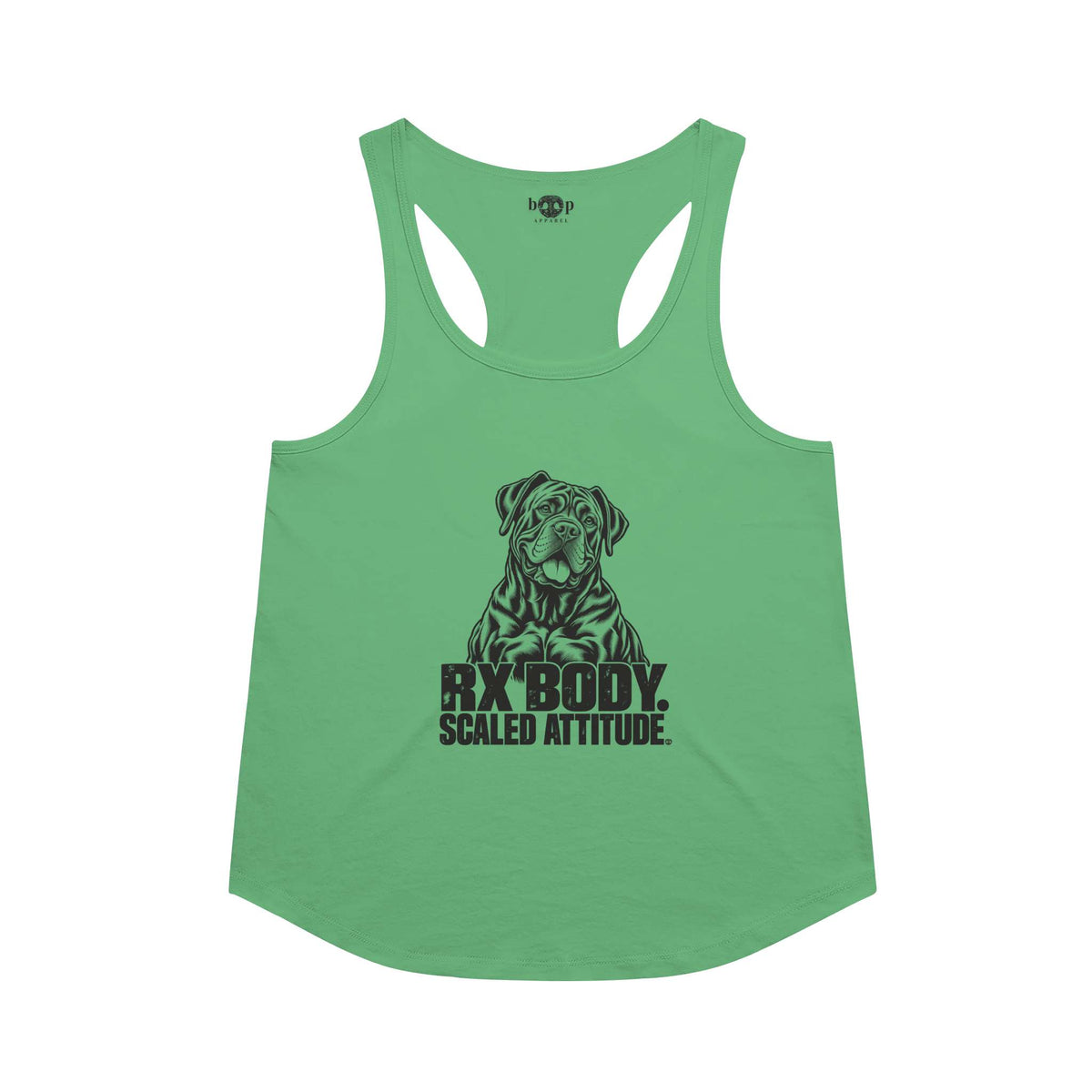 Rx Body Scaled Attitude racerback tank in Envy