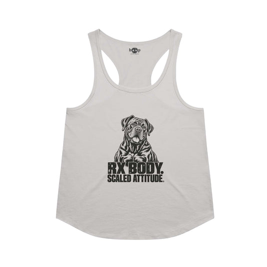 Rx Body Scaled Attitude racerback tank in Heather White