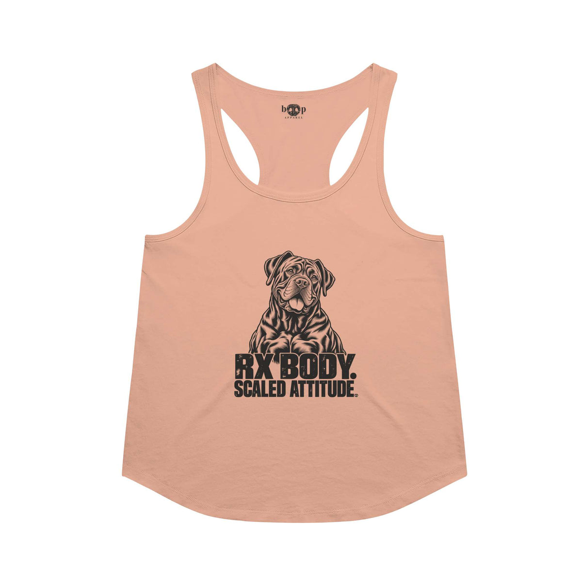 Rx Body Scaled Attitude racerback tank in Vintage Light Orange