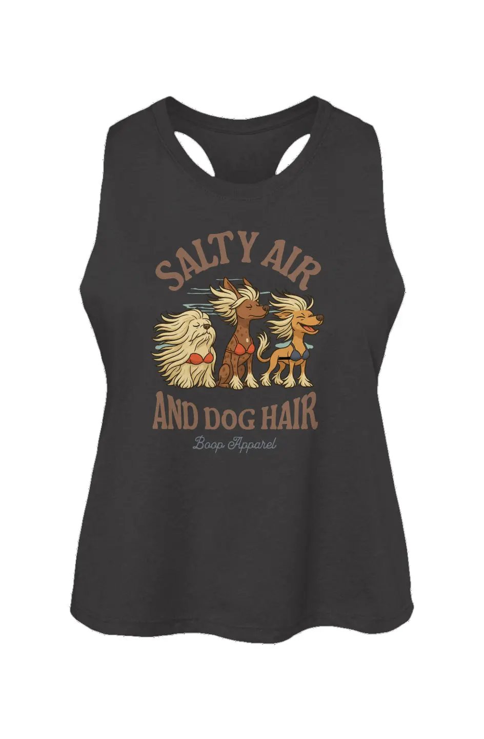 Salty Air and Dog Hair crop tank in Dark Grey Heather