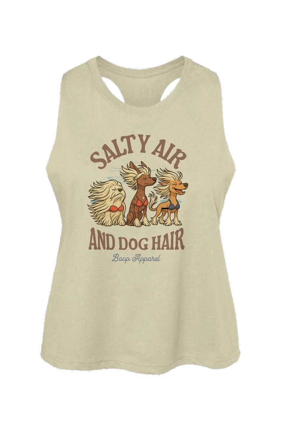 Salty Air and Dog Hair crop tank in Heather French Vanilla